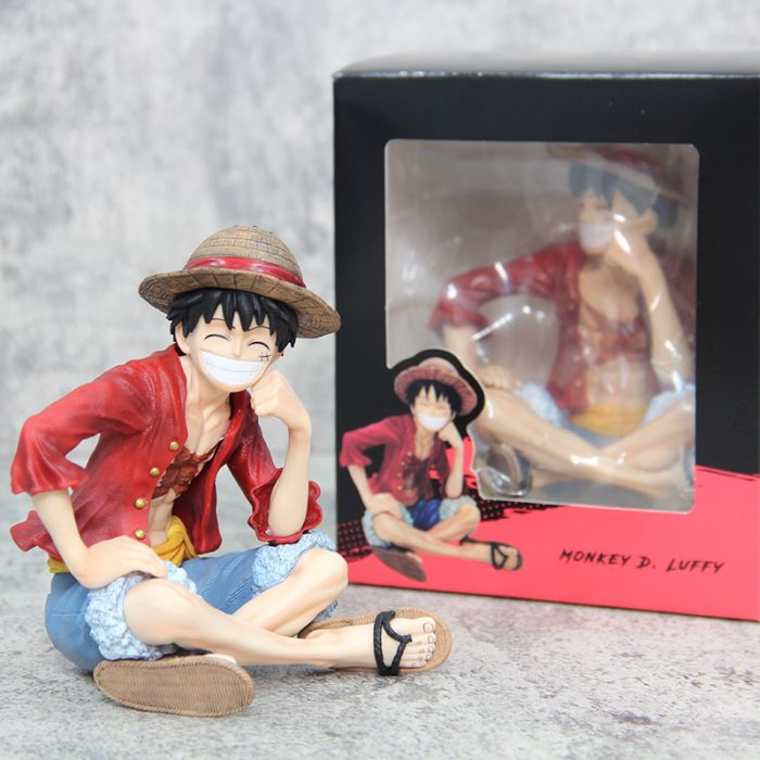 One Piece IU Sitting Straw Hat Luffy Hand Figure Smiling Face Holding Hand Ornament