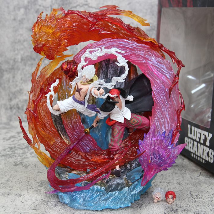 One Piece GK Red Hair and Nika Luffy Shanks Statue Scene Decoration