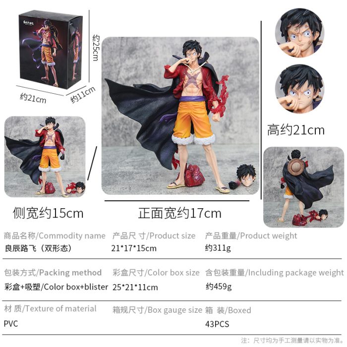 One Piece Luffy New and Old Four Emperors Series Luffy Dual Form Standing Figure - Image 2