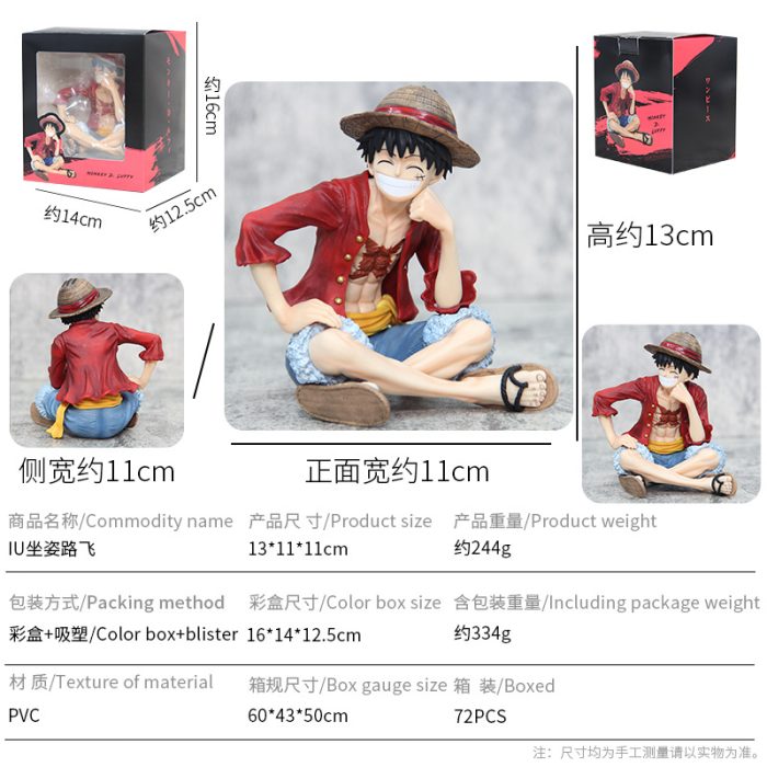 One Piece IU Sitting Straw Hat Luffy Hand Figure Smiling Face Holding Hand Ornament - Image 2