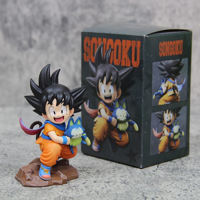 Dragon Ball Q version childhood Goku holding Poole scene decoration model