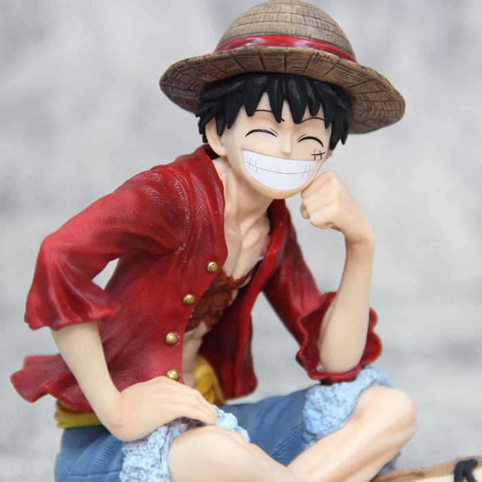 One Piece IU Sitting Straw Hat Luffy Hand Figure Smiling Face Holding Hand Ornament - Image 5